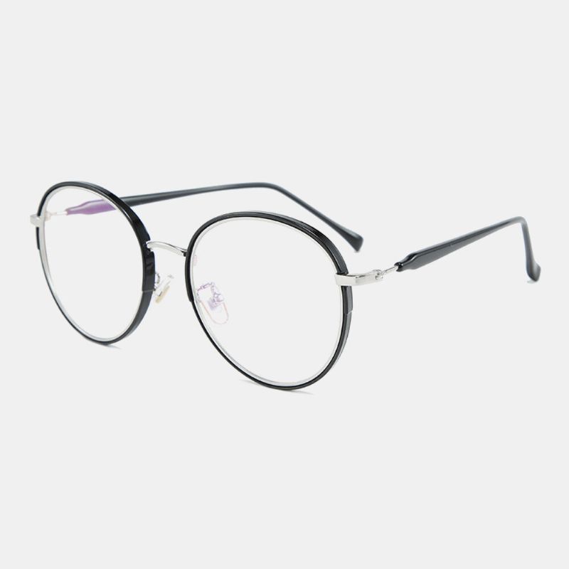 Unisex Fashion Metal Big Frame Round Frame Glasses Casual Outdoor Anti-blue Flat Glasses