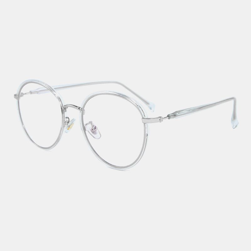 Unisex Fashion Metal Big Frame Round Frame Glasses Casual Outdoor Anti-blue Flat Glasses