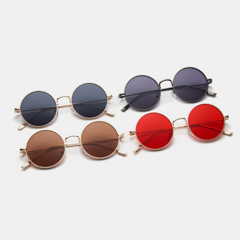 Unisex-retro-sonnenbrille Aus Metall In Runder Form Mit Modischem Uv-schutz