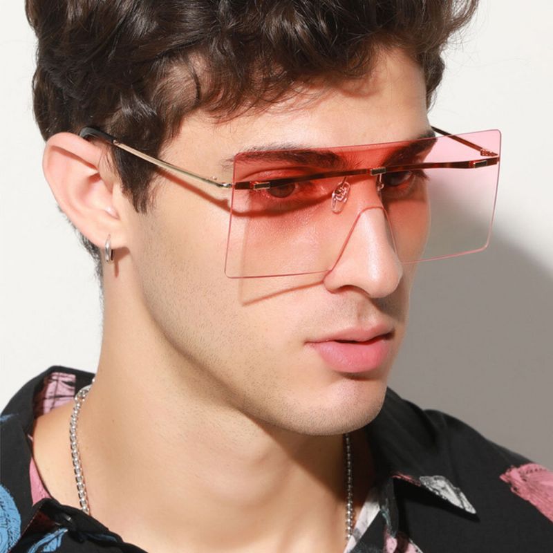 Unisex-sonnenbrille Mit Farbverlauf Quadratisch Rahmenlos Modisch Cool Uv-schutz