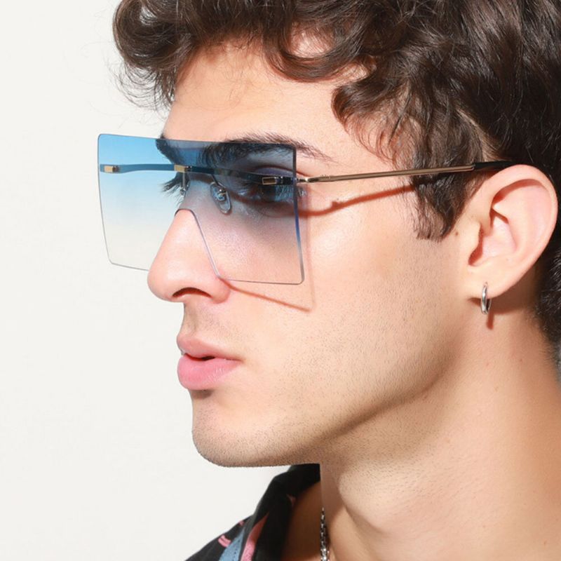 Unisex-sonnenbrille Mit Farbverlauf Quadratisch Rahmenlos Modisch Cool Uv-schutz