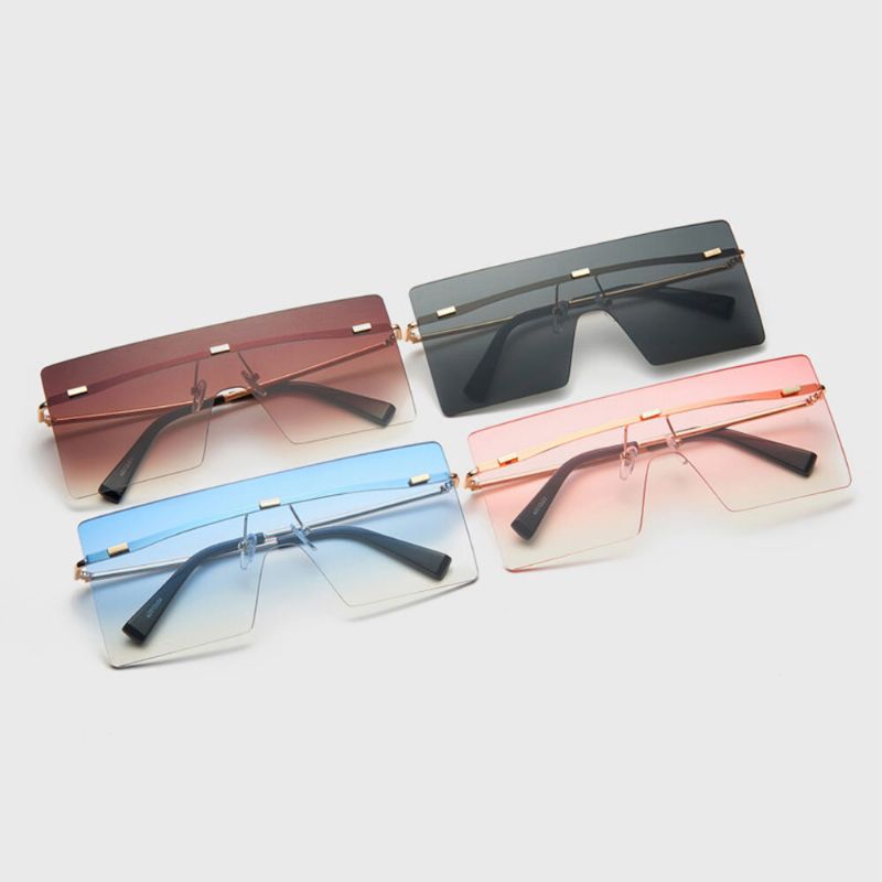 Unisex-sonnenbrille Mit Farbverlauf Quadratisch Rahmenlos Modisch Cool Uv-schutz