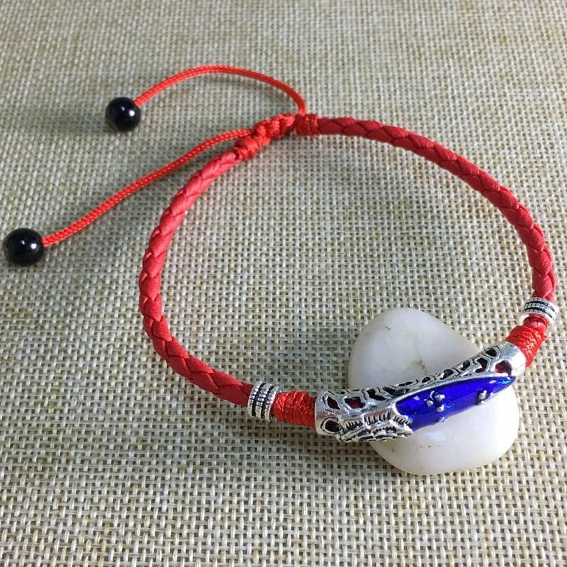 Vintage Unisex Fußkettchen Lucky Red Rope Ethnic Verstellbares Fußkettchen Strand Barfuß Schmuck