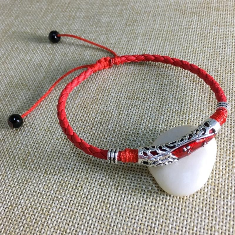 Vintage Unisex Fußkettchen Lucky Red Rope Ethnic Verstellbares Fußkettchen Strand Barfuß Schmuck