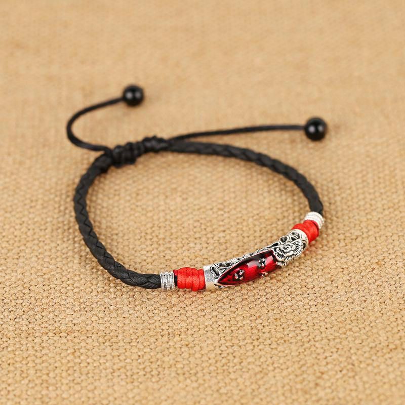 Vintage Unisex Fußkettchen Lucky Red Rope Ethnic Verstellbares Fußkettchen Strand Barfuß Schmuck