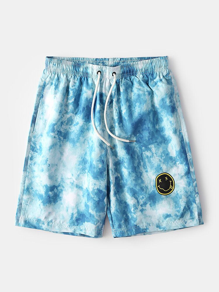 Atmungsaktive Lässige Boardshorts Mit Kordelzug Und Batikmuster