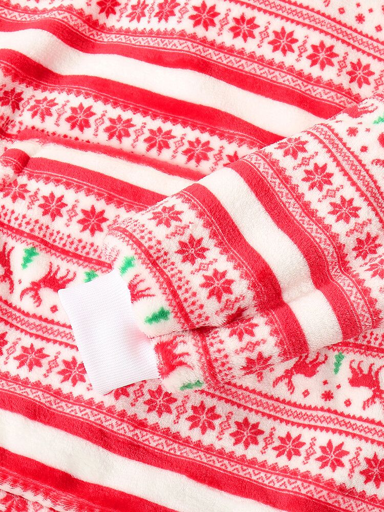 Damen Dicker Weihnachtlicher Schneeflocken-elch-druck-flanell-fleece-gefütterter Warmer Pyjama