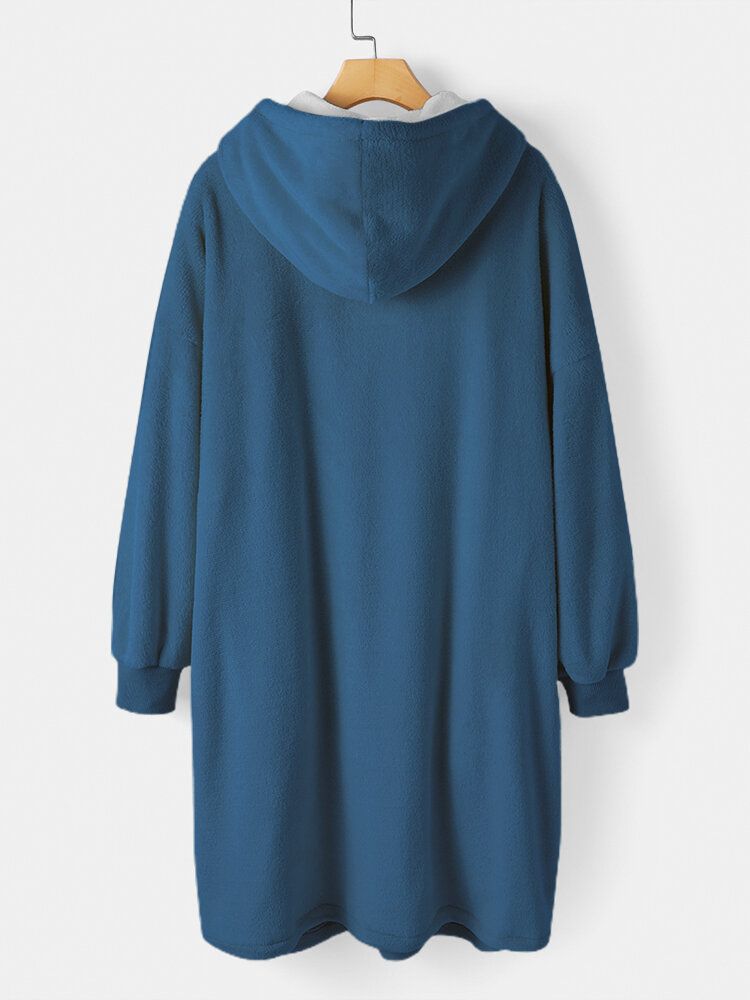 Damen-flanell-hoodie Mit Dicker Decke Kuscheliger Übergroßer Bademantel Mit Großer Tasche