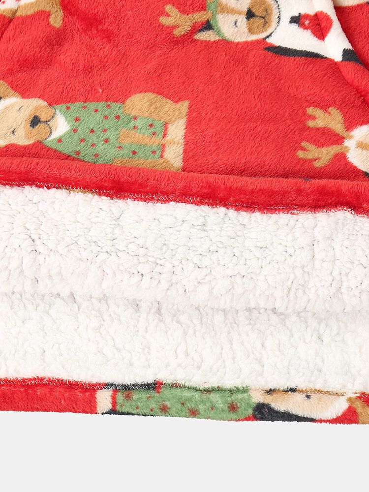 Dicker Weihnachtlicher Cartoon-tierdruck-flanell-fleece-gefütterter Übergroßer Warmer Pyjama Für Damen