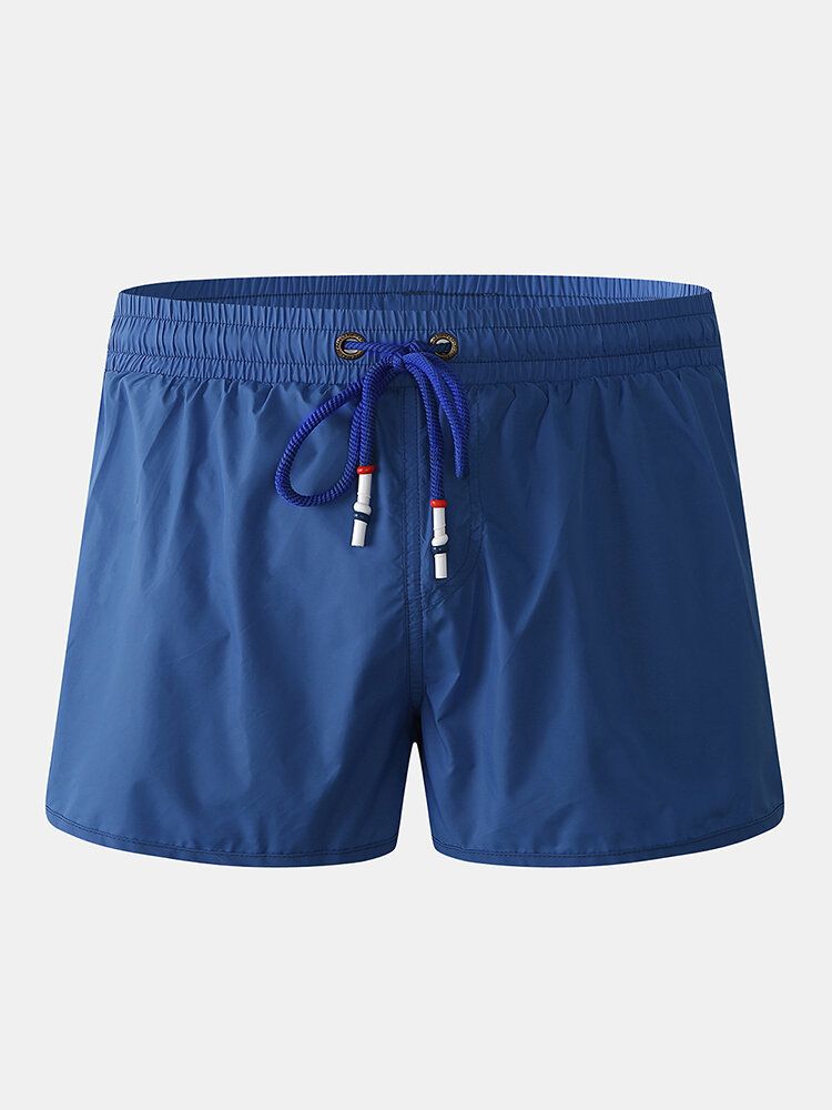 Einfarbige Schnell Trocknende Lässige Strand-boardshorts Mit Kordelzug Und Kompressionsfutter