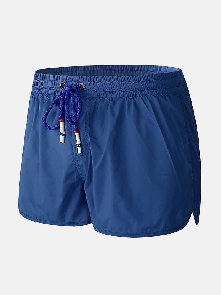 Einfarbige Schnell Trocknende Lässige Strand-boardshorts Mit Kordelzug Und Kompressionsfutter