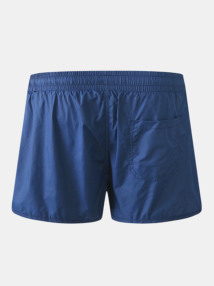 Einfarbige Schnell Trocknende Lässige Strand-boardshorts Mit Kordelzug Und Kompressionsfutter