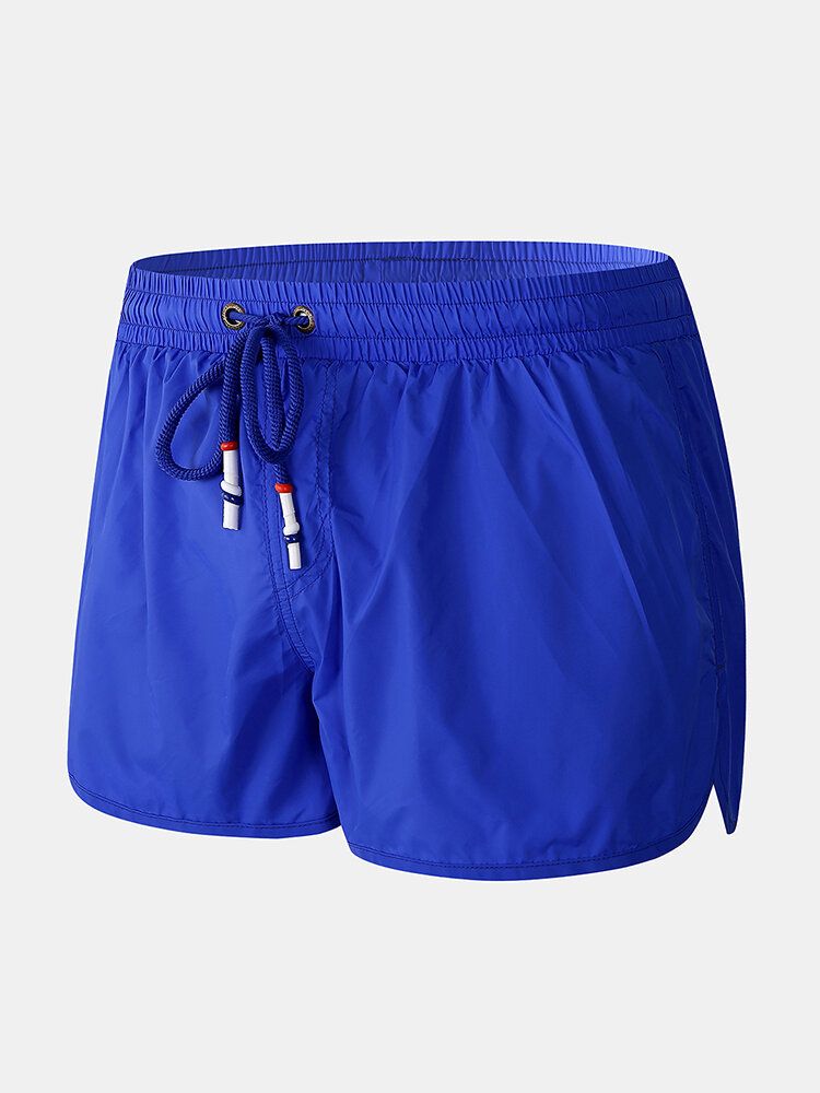 Einfarbige Schnell Trocknende Lässige Strand-boardshorts Mit Kordelzug Und Kompressionsfutter