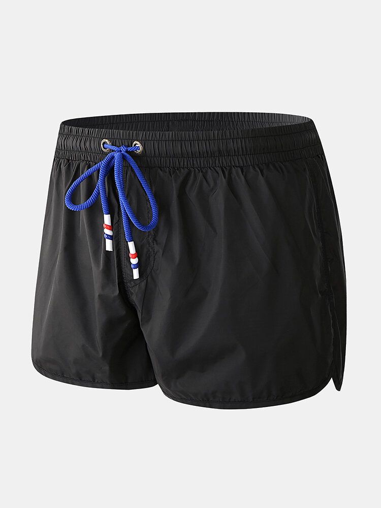 Einfarbige Schnell Trocknende Lässige Strand-boardshorts Mit Kordelzug Und Kompressionsfutter