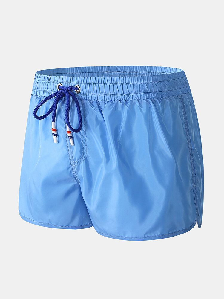 Einfarbige Schnell Trocknende Lässige Strand-boardshorts Mit Kordelzug Und Kompressionsfutter