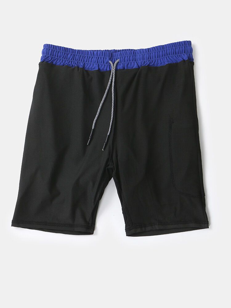 Einfarbige Schnell Trocknende Sportliche Lässige Doppellagige Boardshorts Mit Stretch Für Herren