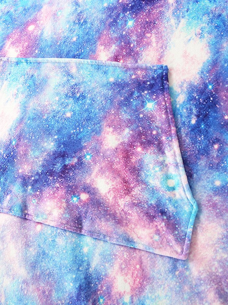 Frauen Design Starry Sky Tie Dye Print Übergroßer Wendbarer Homewear Fleece Gefütterter Wendbarer Decken-hoodie Mit Kängurutasche