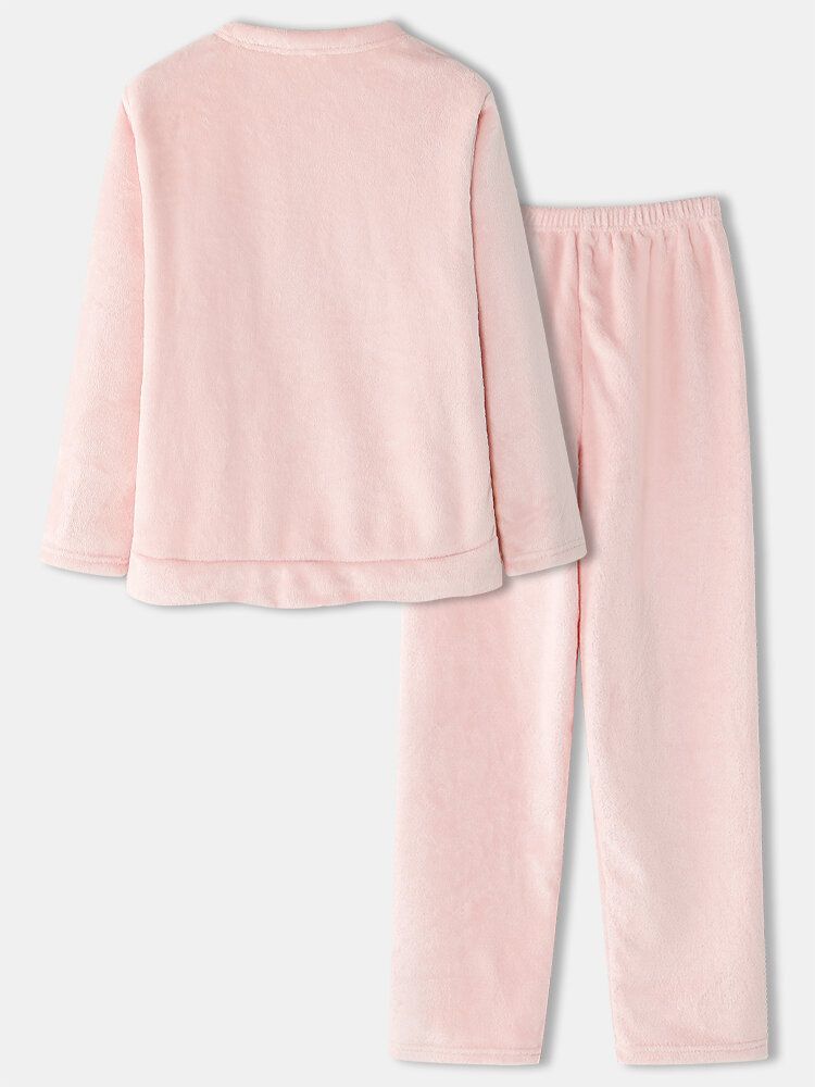 Frauen-flanell-schwein-grafik-langarm-sweatshirts Mit Elastischer Taille Hosen Verdicken Das Pyjama-set