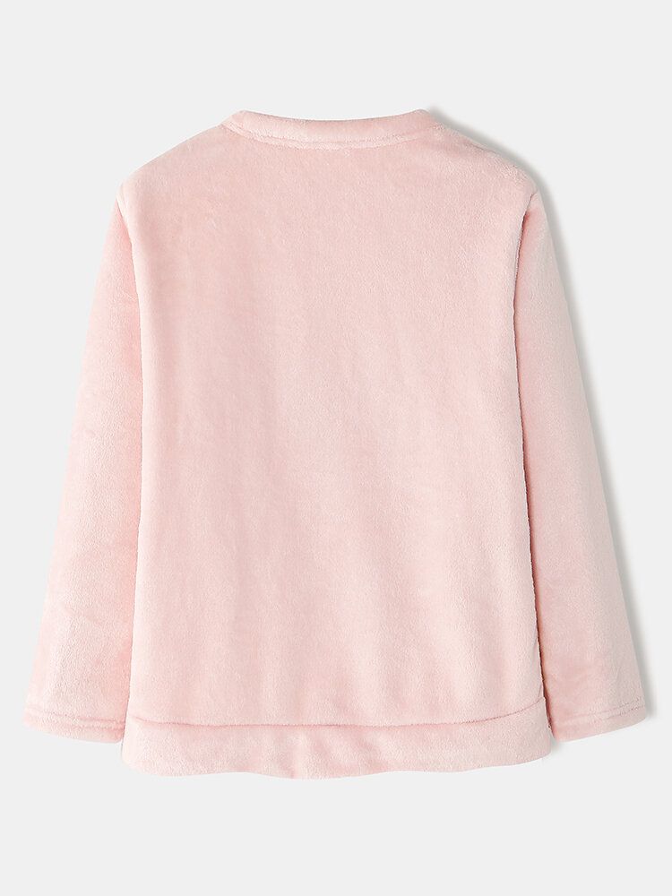 Frauen-flanell-schwein-grafik-langarm-sweatshirts Mit Elastischer Taille Hosen Verdicken Das Pyjama-set