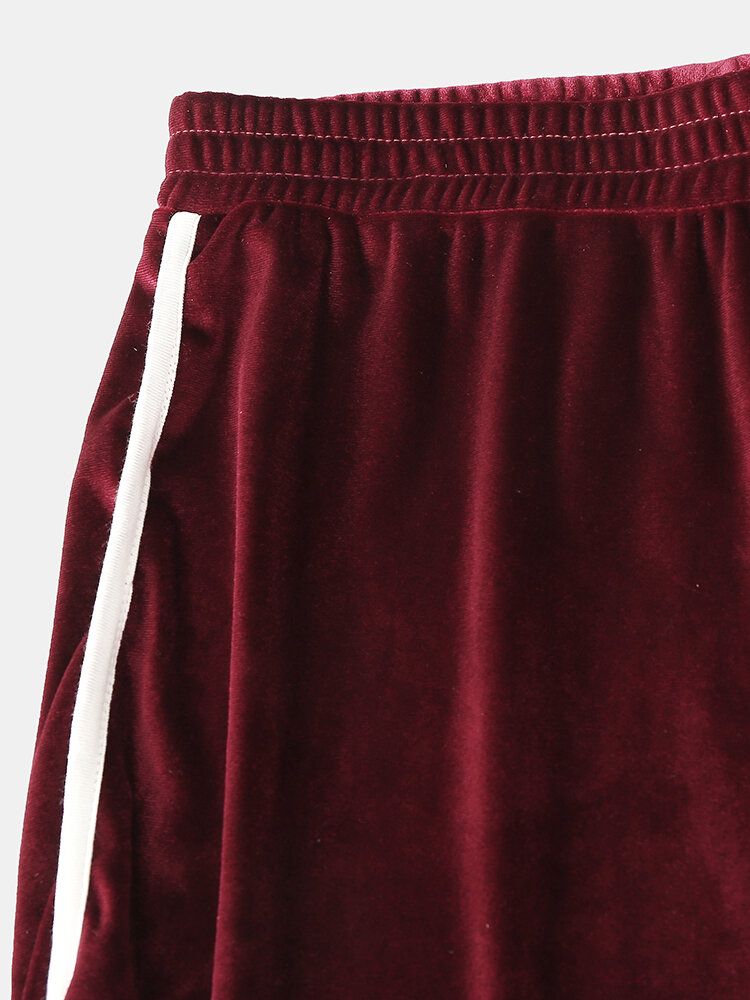 Frauen Plus Size Solid Velvet Känguru-taschen-hoodie Loose Shorts Home Lässige Pyjama-set