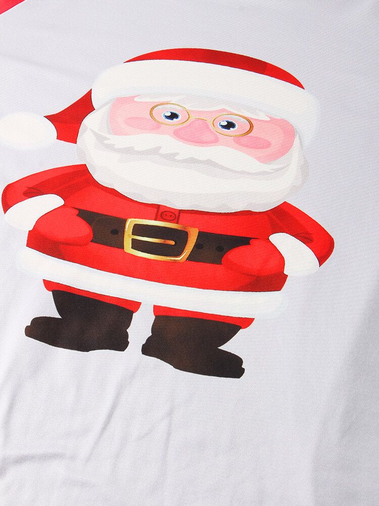 Frauen Weihnachten Santa Claus Print Pullover Plaid Elastische Taille Hosen Home Casual Pyjama Set