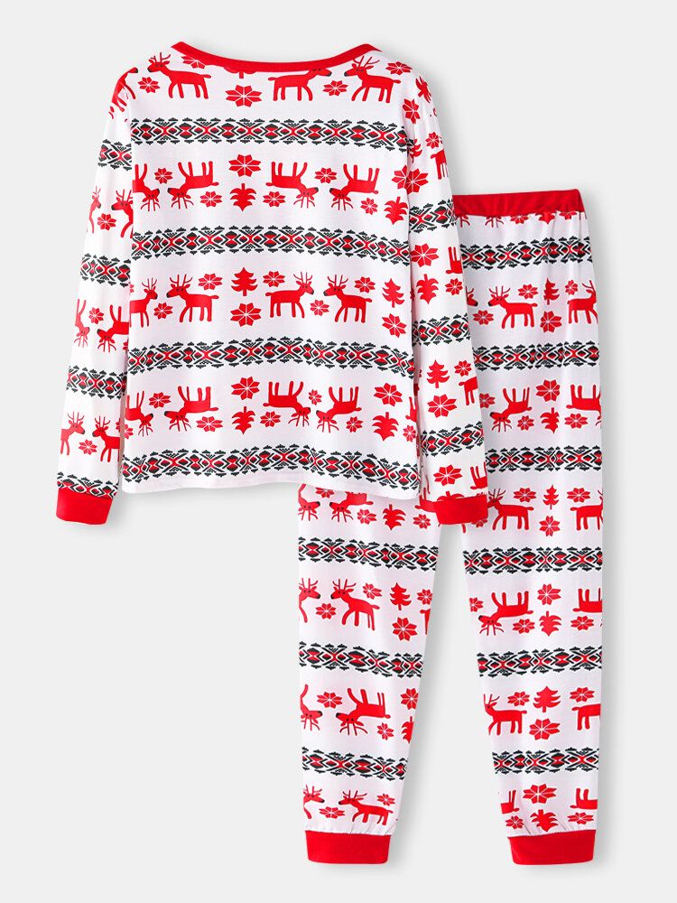 Frauen-weihnachtskarikatur-druck-v-ausschnitt-pullover-elastische Taillen-lose Hosen-ausgangsbeiläufiges Pyjama-set