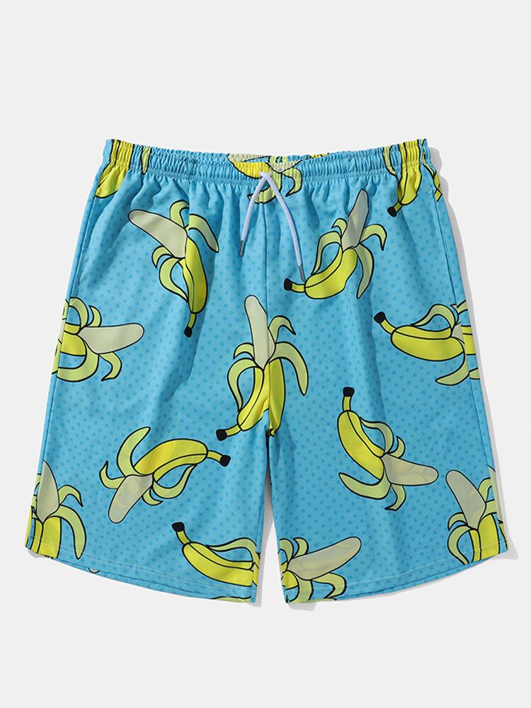 Herren Allover Bananas Print Board Beachwear Weit Geschnittene Shorts Mit Weitem Bein