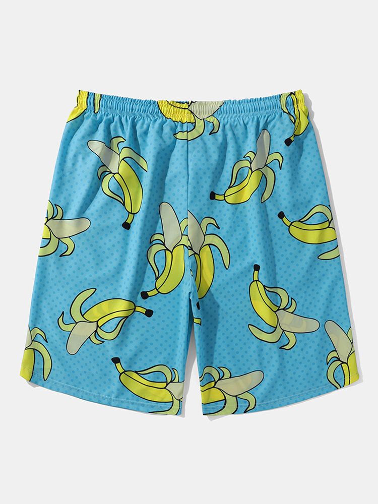 Herren Allover Bananas Print Board Beachwear Weit Geschnittene Shorts Mit Weitem Bein