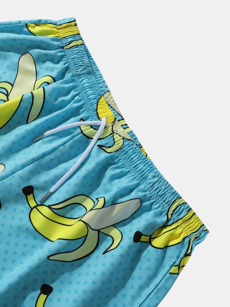 Herren Allover Bananas Print Board Beachwear Weit Geschnittene Shorts Mit Weitem Bein