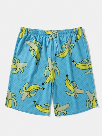 Herren Allover Bananas Print Board Beachwear Weit Geschnittene Shorts Mit Weitem Bein