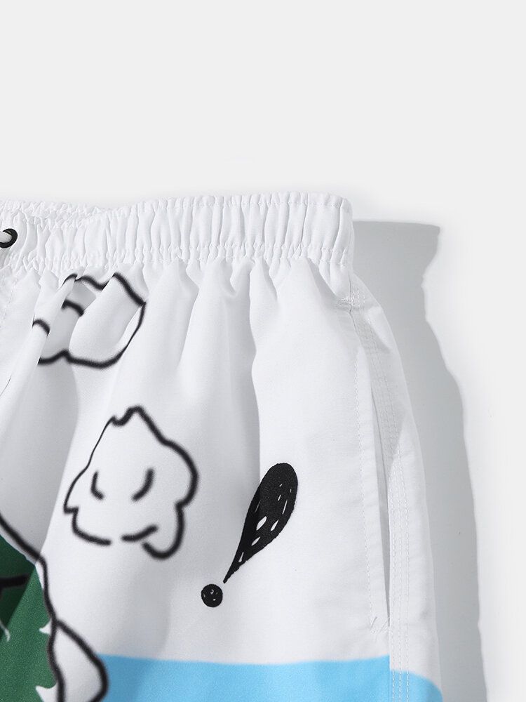 Herren-boardshorts Mit Cartoon-graffiti-print Mesh-futter Atmungsaktiv Dünn Für Den Strandurlaub