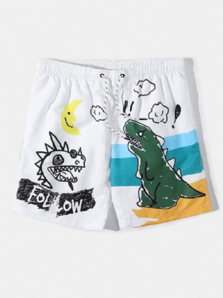 Herren-boardshorts Mit Cartoon-graffiti-print Mesh-futter Atmungsaktiv Dünn Für Den Strandurlaub