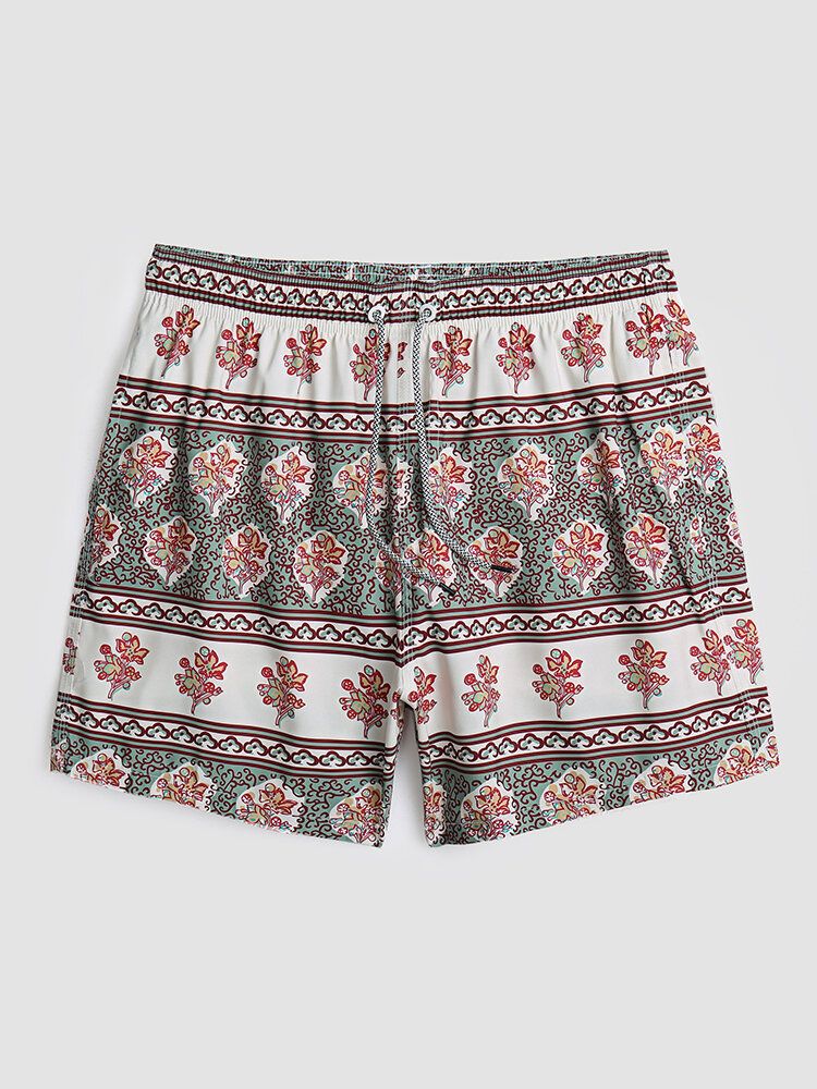 Herren Floral Print Vintage Style Gemütliche Kurze Leichte Dünne Boardshorts