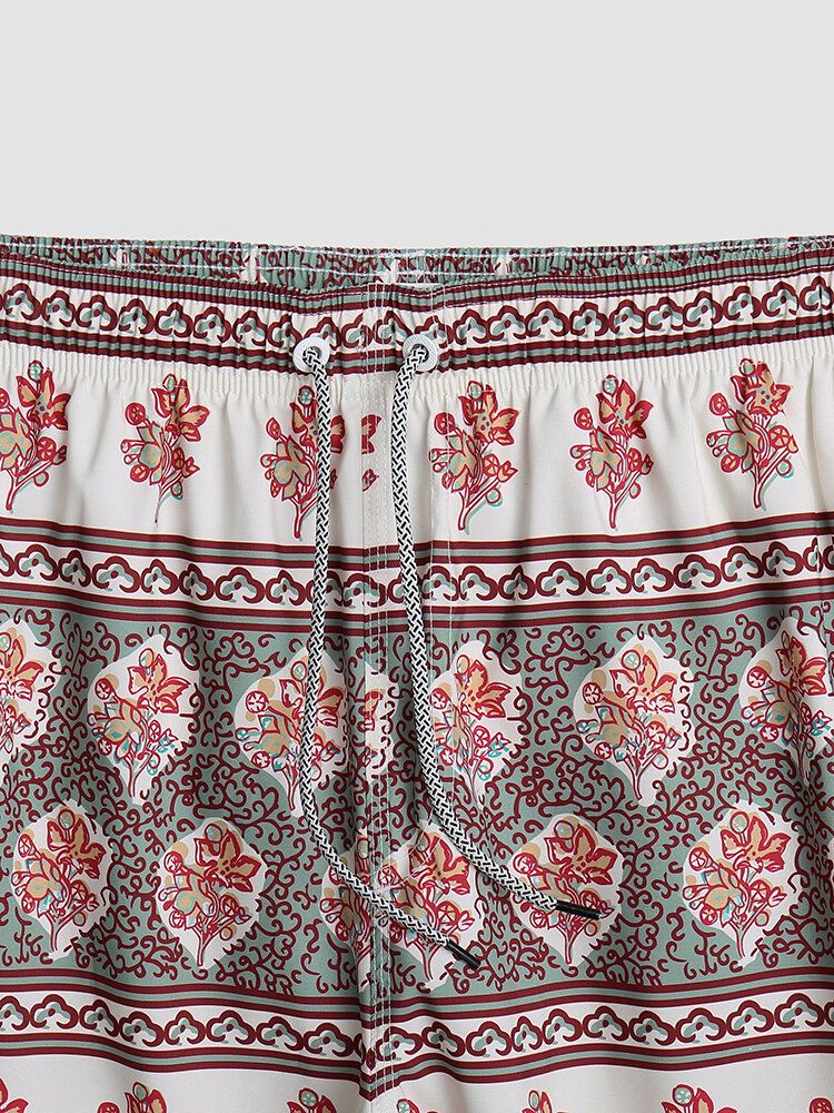 Herren Floral Print Vintage Style Gemütliche Kurze Leichte Dünne Boardshorts