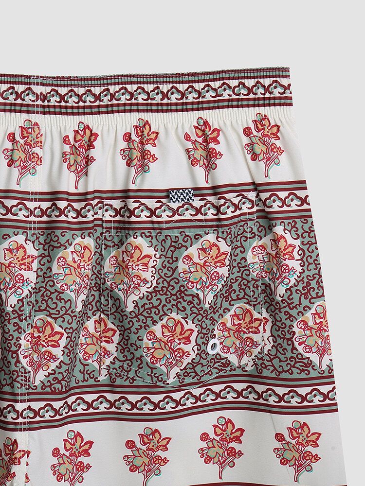 Herren Floral Print Vintage Style Gemütliche Kurze Leichte Dünne Boardshorts