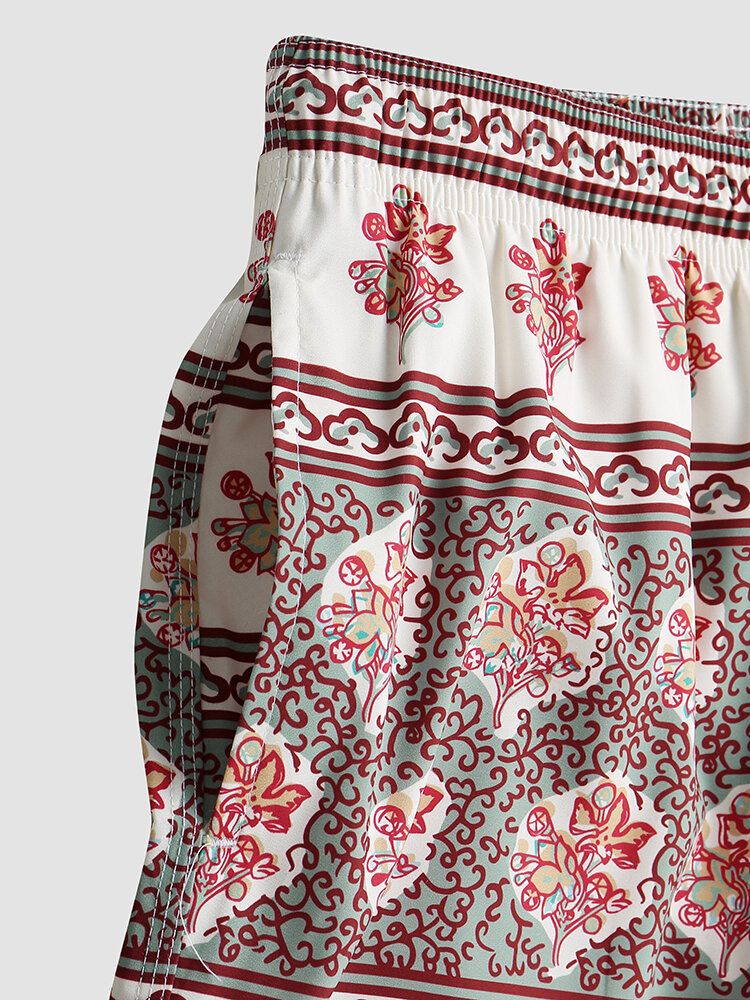 Herren Floral Print Vintage Style Gemütliche Kurze Leichte Dünne Boardshorts