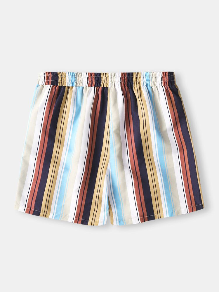 Herren Holiday Colorful Stripe Printing Atmungsaktive Schnell Trocknende Kurze Mini-strandshorts