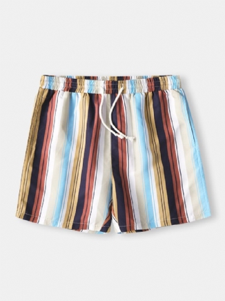 Herren Holiday Colorful Stripe Printing Atmungsaktive Schnell Trocknende Kurze Mini-strandshorts