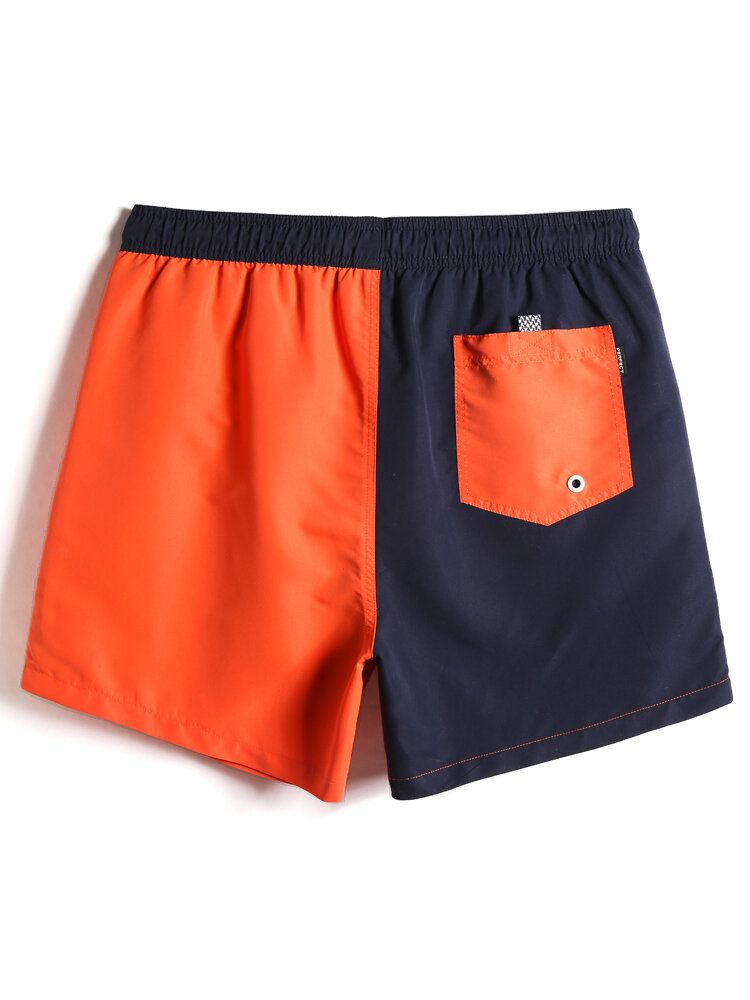 Herren-patchwork In Kontrastfarbe Schnell Trocknend Kordelzug In Der Taille Dünne Strand-boardshorts