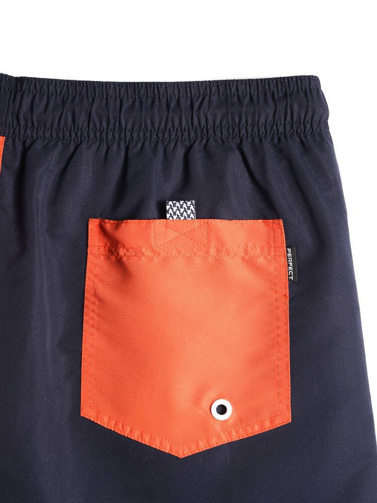 Herren-patchwork In Kontrastfarbe Schnell Trocknend Kordelzug In Der Taille Dünne Strand-boardshorts