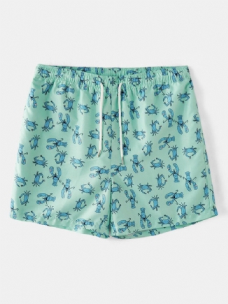 Herren-strandshorts Mit Carb Cartoon-print Und Elastischem Bund