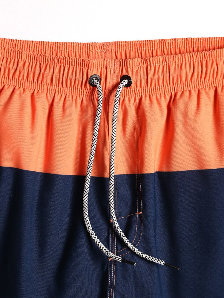 Herren-strandshorts Mit Farbblock-einsatz Schnell Trocknend Mit Kordelzug