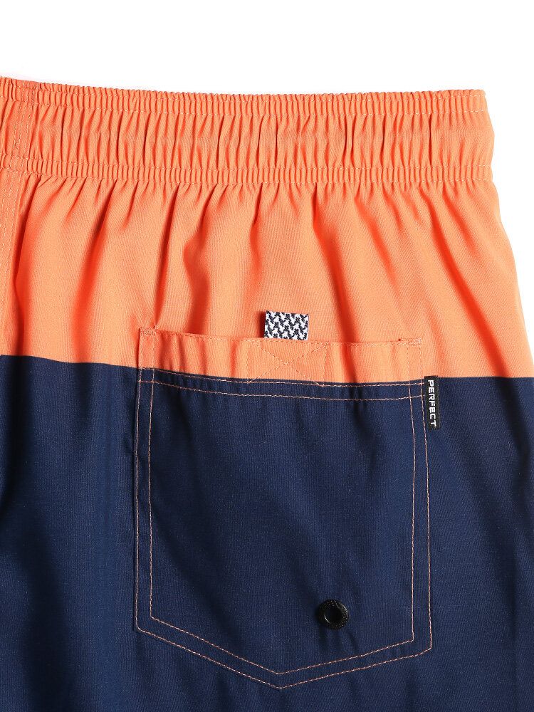 Herren-strandshorts Mit Farbblock-einsatz Schnell Trocknend Mit Kordelzug