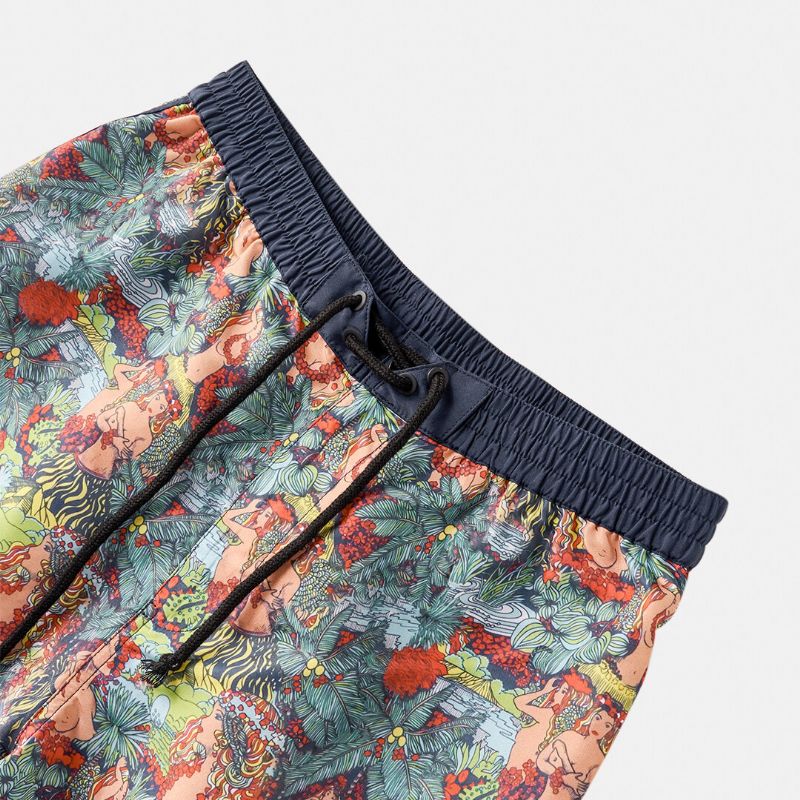 Herren-strandshorts Mit Skulpturen-print Und Elastischem Bund