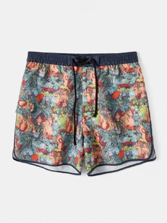 Herren-strandshorts Mit Skulpturen-print Und Elastischem Bund