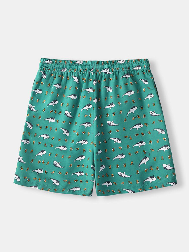 Holiday Fish Lustiger Aufdruck Für Herren Schnell Trocknend Atmungsaktiv Kurze Strandshorts