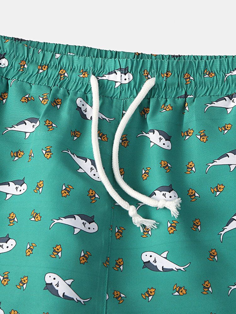 Holiday Fish Lustiger Aufdruck Für Herren Schnell Trocknend Atmungsaktiv Kurze Strandshorts