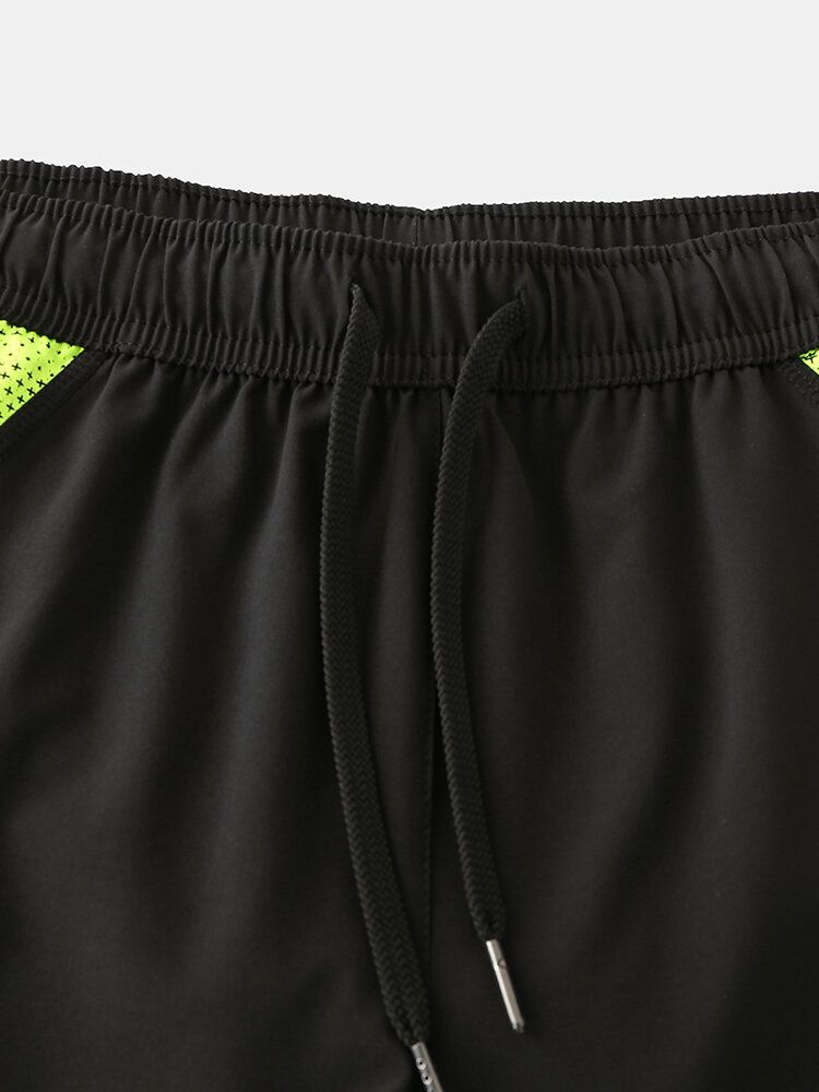 Mesh-patchwork Für Herren Schnell Trocknend Mit Kordelzug Atmungsaktiv Sport-boardshorts