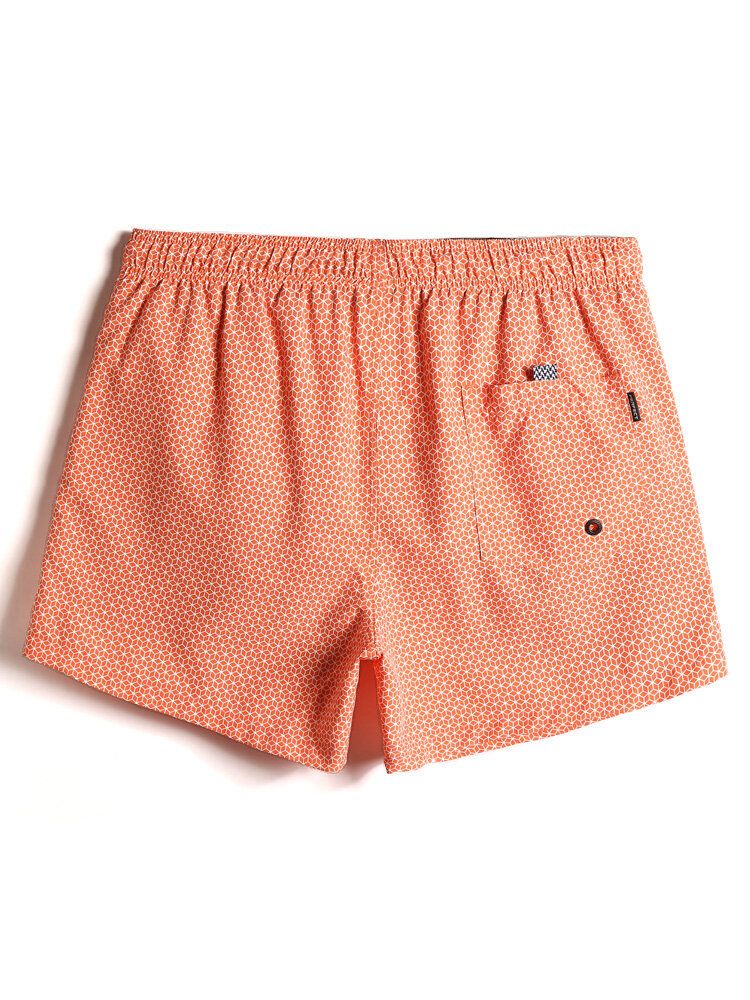 Schnell Trocknende Herren-strandshorts Mit Durchgehendem Geo-print Und Kordelzug