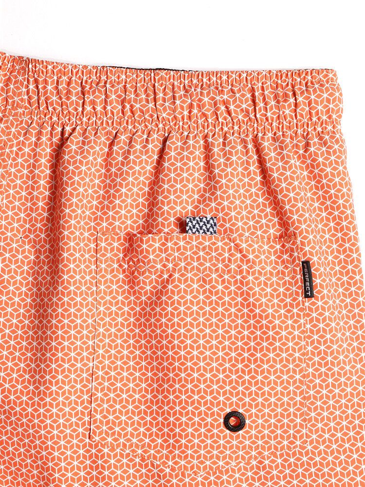 Schnell Trocknende Herren-strandshorts Mit Durchgehendem Geo-print Und Kordelzug